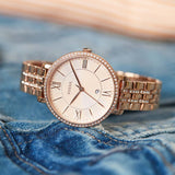Fossil Jacqueline Rose Gold Dial Rose Gold Steel Strap Watch for Women - ES3546 Authentic Buy Shop Now