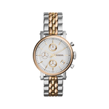 Fossil Boyfriend Chronograph White Dial Two Tone Steel Strap Watch for Women - ES3840 Authentic Buy Shop Now