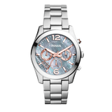 Fossil Perfect Boyfriend Mother of Pearl Blue Dial Silver Steel Strap Watch for Women - ES3880 Authentic Buy Shop Now