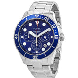 Fossil FB-03 Chronograph Blue Dial Silver Steel Strap Watch for Men - FS5724 Authentic Buy Shop Now