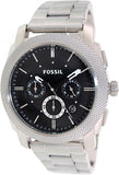 Fossil Machine Chronograph Black Dial Silver Steel Strap Watch for Men - FS4776 Authentic Buy Shop Now