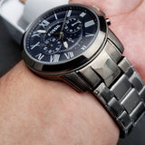 Fossil Grant Chronograph Blue Dial Grey Steel Strap Watch for Men - FS4831 Authentic Buy Shop Now