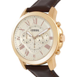 Fossil Grant Chronograph White Dial Brown Leather Strap Watch for Men - FS4991 Authentic Buy Shop Now