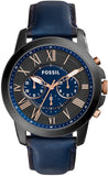 Fossil Grant Chronograph Black Dial Blue Leather Strap Watch for Men - FS5061 Authentic Buy Shop Now