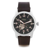 Fossil Pilot 54 Automatic Black Dial Brown Leather Strap Watch for Men - ME3118 Authentic Buy Shop Now