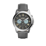 Fossil Grant Chronograph Gunmetal Grey Dial Grey Leather Strap Watch for Men - FS5183 Authentic Buy Shop Now