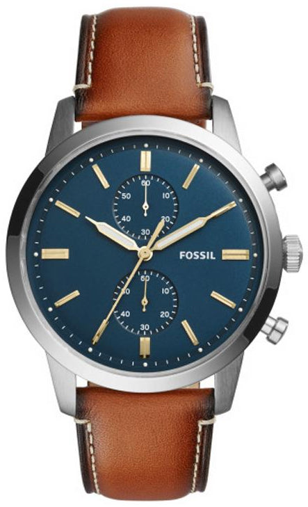 Fossil Townsman Chronograph Blue Dial Brown Leather Strap Watch for Men - FS5279 Authentic Buy Shop Now