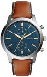 Fossil Townsman Chronograph Blue Dial Brown Leather Strap Watch for Men - FS5279 Authentic Buy Shop Now