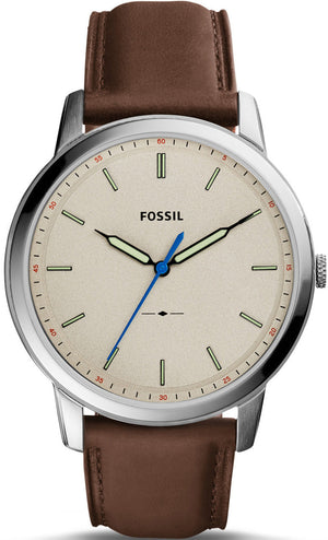 Fossil Minimalist Off White Dial Brown Leather Strap Watch for Men - FS5306 Authentic Buy Shop Now