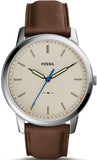 Fossil Minimalist Off White Dial Brown Leather Strap Watch for Men - FS5306 Authentic Buy Shop Now