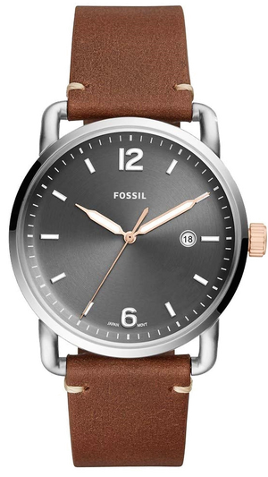 Fossil Commuter Grey Dial Brown Leather Strap Watch for Men - FS5417 Authentic Buy Shop Now
