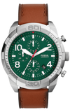 Fossil Bronson Chronograph Green Dial Brown Leather Strap Watch for Men - FS5738 Authentic Buy Shop Now
