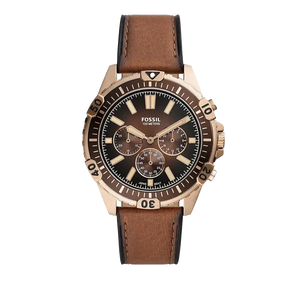 Fossil Garrett Chronograph Brown Dial Brown Leather Strap Watch for Men - FS5867 Authentic Buy Shop Now
