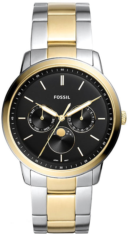 Fossil Neutra Moonphase Multifunction Black Dial Two Tone Steel Strap Watch for Men - FS5906 Authentic Buy Shop Now