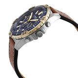 Fossil Garrett Chronograph Blue Dial Brown Leather Strap Watch for Men - FS5625 Authentic Buy Shop Now