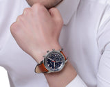 Fossil Goodwin Chronograph Blue Dial Brown Leather Strap Watch for Men - FS5414 Authentic Buy Shop Now