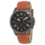 Fossil Grant Chronograph Black Dial Brown Leather Strap Watch for Men - FS5241 Authentic Buy Shop Now