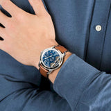 Fossil Grant Twist Multifunction Blue Dial Brown Leather Strap Watch for Men - ME1161 Authentic Buy Shop Now