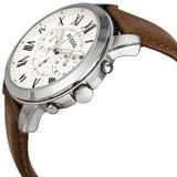 Fossil Grant Chronograph White Dial Brown Leather Strap Watch for Men - FS4735 Authentic Buy Shop Now