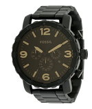 Fossil Nate Chrongraph Ion Plated Black Dial Black Steel Strap Watch for Men - JR1356 Authentic Buy Shop Now