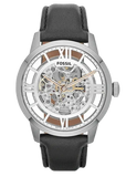 Fossil Townsman Automatic Skeleton Silver Dial Black Leather Strap Watch for Men - ME3041 Authentic Buy Shop Now