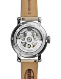 Fossil Boyfriend Automatic Skeleton Silver Dial White Leather Strap Watch for Women - ME3069 Authentic Buy Shop Now