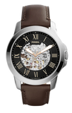 Fossil Grant Automatic Skeleton Black Dial Brown Leather Strap Watch for Men - ME3100 Authentic Buy Shop Now