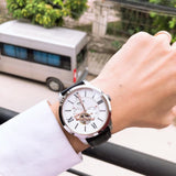 Fossil Townsman Automatic White Dial Black Leather Strap Watch for Men - ME3104 Authentic Buy Shop Now