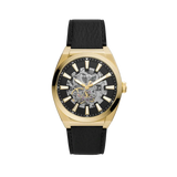 Fossil Everett Automatic Skeleton Black Dial Black Leather Strap Watch for Men - ME3208 Authentic Buy Shop Now