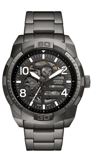 Fossil Bronson Automatic Skeleton Black Dial Grey Steel Strap Watch for Men - ME3255 Authentic Buy Shop Now