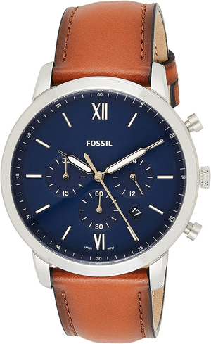 Fossil Neutra Chronograph Blue Dial Brown Leather Strap Watch for Men - FS5453 Authentic Buy Shop Now