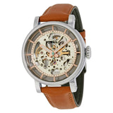 Fossil Boyfriend Automatic Skeleton Silver Dial Brown Leather Strap Watch for Women - ME3109 Authentic Buy Shop Now