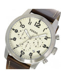 Fossil Pilot Chronograph White Dial Brown Leather Strap Watch for Men - FS5146 Authentic Buy Shop Now