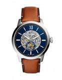 Fossil Townsman Automatic Skeleton Blue Dial Brown Leather Strap Watch for Men - ME3154 Authentic Buy Shop Now