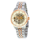 Fossil Townsman Automatic Skeleton White Dial Two Tone Steel Strap Watch for Men - ME3075 Authentic Buy Shop Now