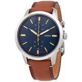 Fossil Townsman Chronograph Blue Dial Brown Leather Strap Watch for Men - FS5279 Authentic Buy Shop Now