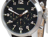 Fossil Pilot 54 Chronograph Black Dial Black Leather Strap Watch for Men - FS5181 Authentic Buy Shop Now