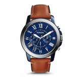 Fossil Grant Chronograph Blue Dial Brown Leather Strap Watch for Men - FS5151 Authentic Buy Shop Now