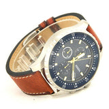 Fossil Dillinger Luggage Chronograph Blue Dial Brown Leather Strap Watch for Men - FS5675 Authentic Buy Shop Now