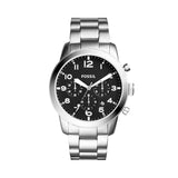 Fossil Pilot Chronograph Black Dial Silver Steel Strap Watch for Men - FS5141 Authentic Buy Shop Now