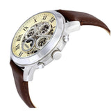 Fossil Grant Automatic White Dial Brown Leather Strap Watch for Men - ME3027 Authentic Buy Shop Now