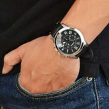 Fossil Grant Chronograph Black Dial Black Leather Strap Watch for Men - FS4812 Authentic Buy Shop Now