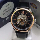 Fossil Flynn Mechanical Black Dial Black Leather Strap Watch for Men - BQ2216 Authentic Buy Shop Now