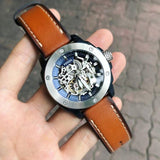 Fossil Modern Machine Automatic Skeleton Silver Dial Brown Leather Strap Watch for Men - ME3135 Authentic Buy Shop Now