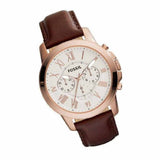 Fossil Grant Chronograph White Dial Brown Leather Strap Watch for Men - FS4991 Authentic Buy Shop Now