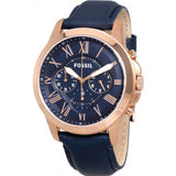 Fossil Grant Chronograph Blue Dial Blue Leather Strap Watch for Men - FS4835 Authentic Buy Shop Now
