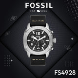 Fossil Modern Machine Chronograph Black Dial Black Leather Strap Watch for Men - FS4928 Authentic Buy Shop Now