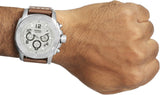 Fossil Modern Machine White Dial Brown Leather Strap Watch for Men - FS4929 Authentic Buy Shop Now