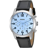 Fossil Pilot Chronograph Sky Blue Dial Black Leather Strap Watch for Men - FS5162 Authentic Buy Shop Now