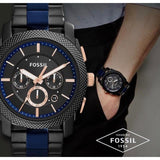 Fossil Machine Chronograph Black Dial Two Tone Steel Strap Watch for Men - FS5164 Authentic Buy Shop Now